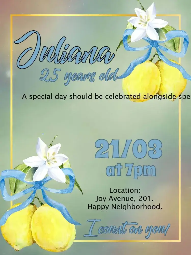Invite Yellow Tropical Lemon editable and customizable