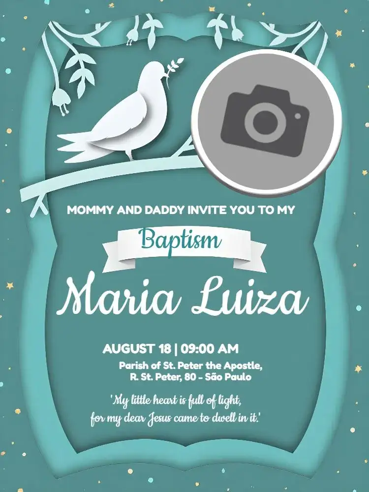 Invitation Christening With Angel Photo – Baptism theme blue, angelic, modern, childlike, playful, customizable