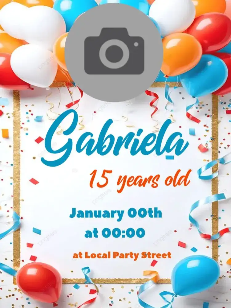 Invitation With Photo 15 Years To Edit Children – Sweet 15 theme tropical, delicate, modern, romantic, childlike, blue