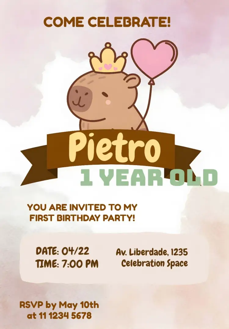 Brown Capybara invitation