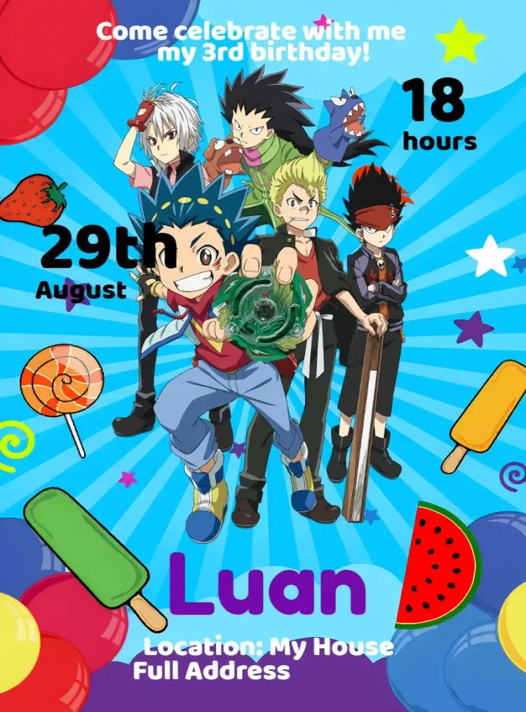 Beyblade Kids invitation