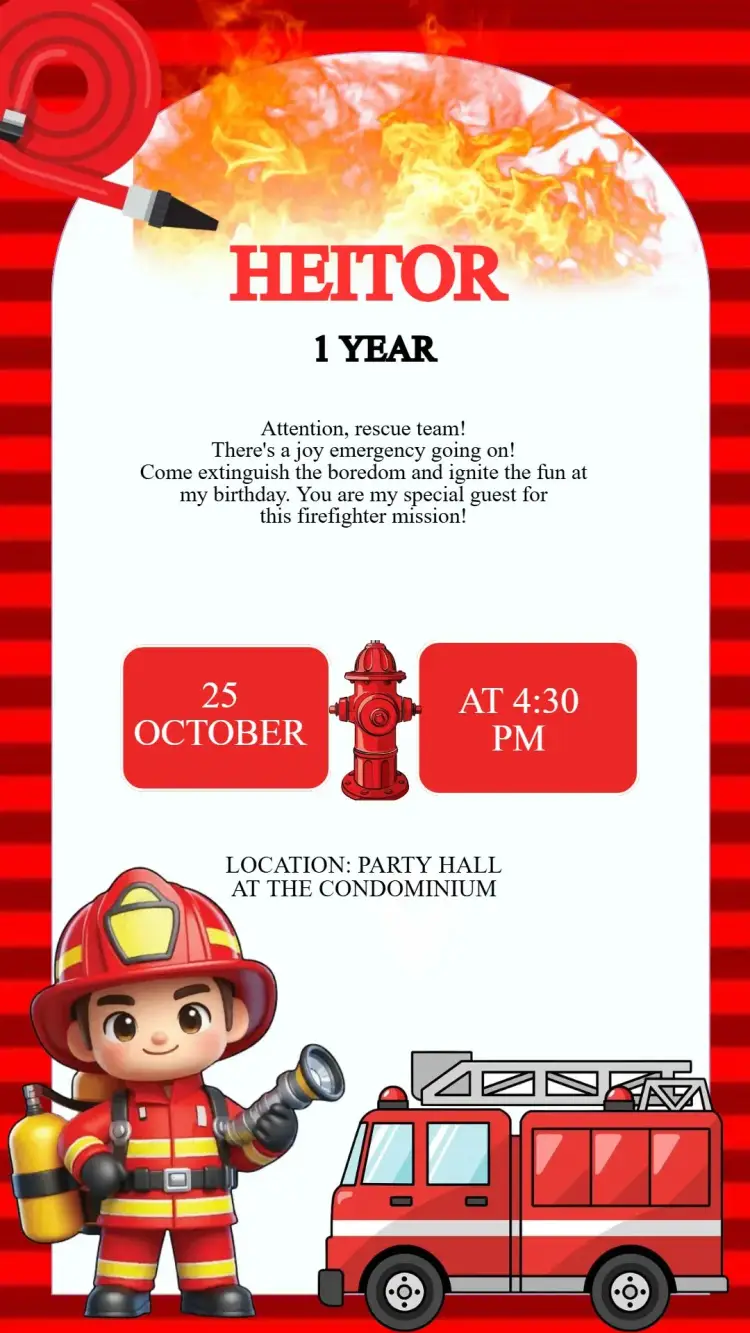 Firefighter Birthday Invitation