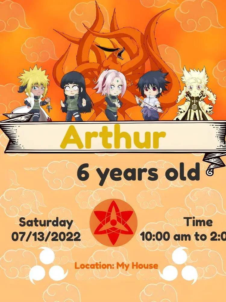 Orange Naruto invitation
