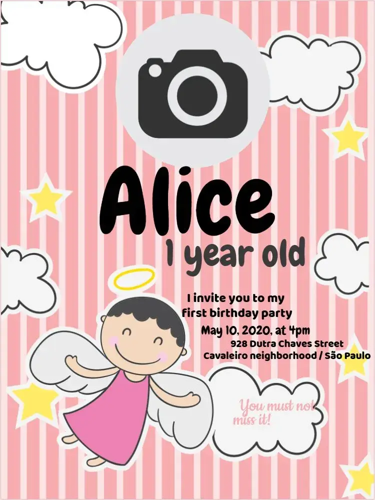 Little Angel Girl Celebration invitation