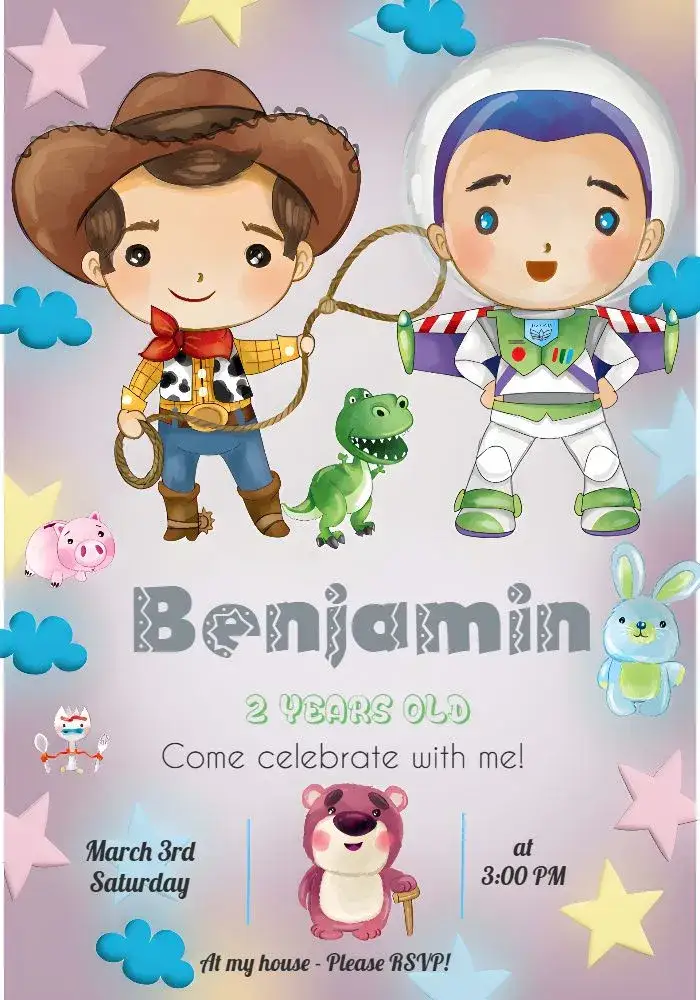 Invitation Toy Story Invitation – Most searched for theme colorful, fun, childish, themed, playful