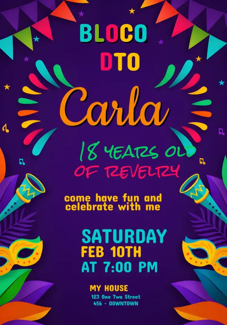 Invitation Carnival Block Ball – Birthday theme colorful, carnival, fun, joyful, themed party, vibrant