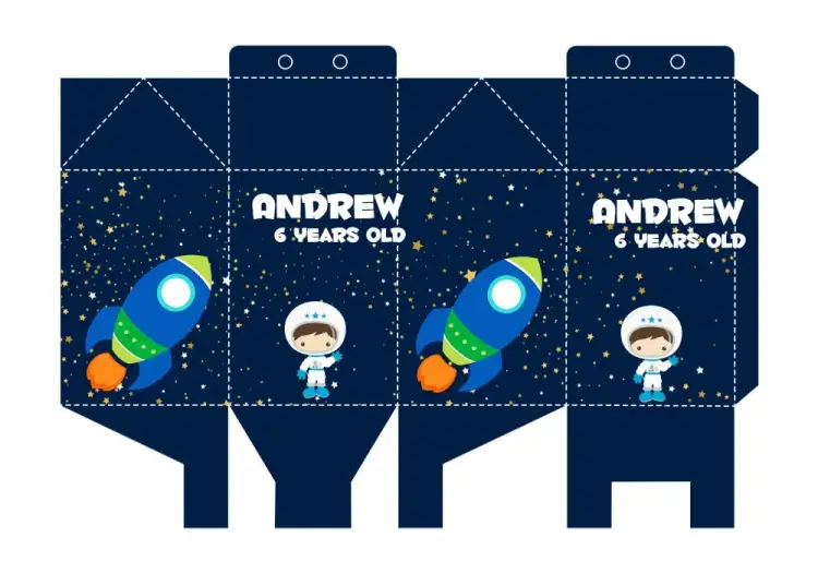 Blue Astronaut Milk Box invitation