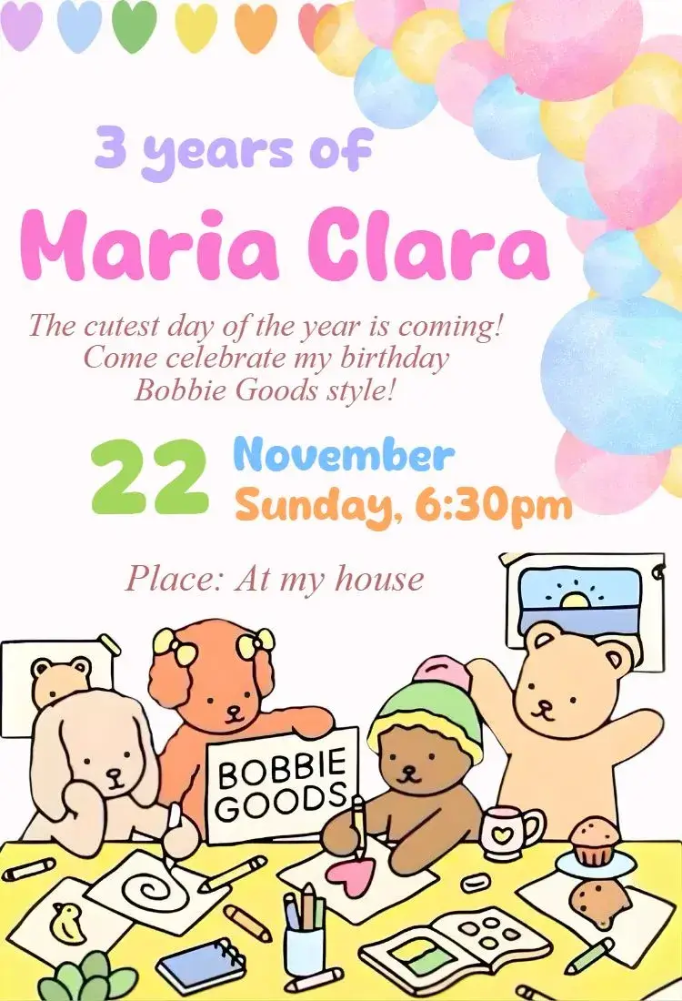 Invite bobbie goods digital invitation editable and customizable