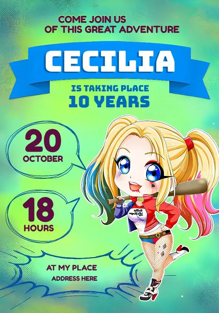 Harley Quinn Comics invitation