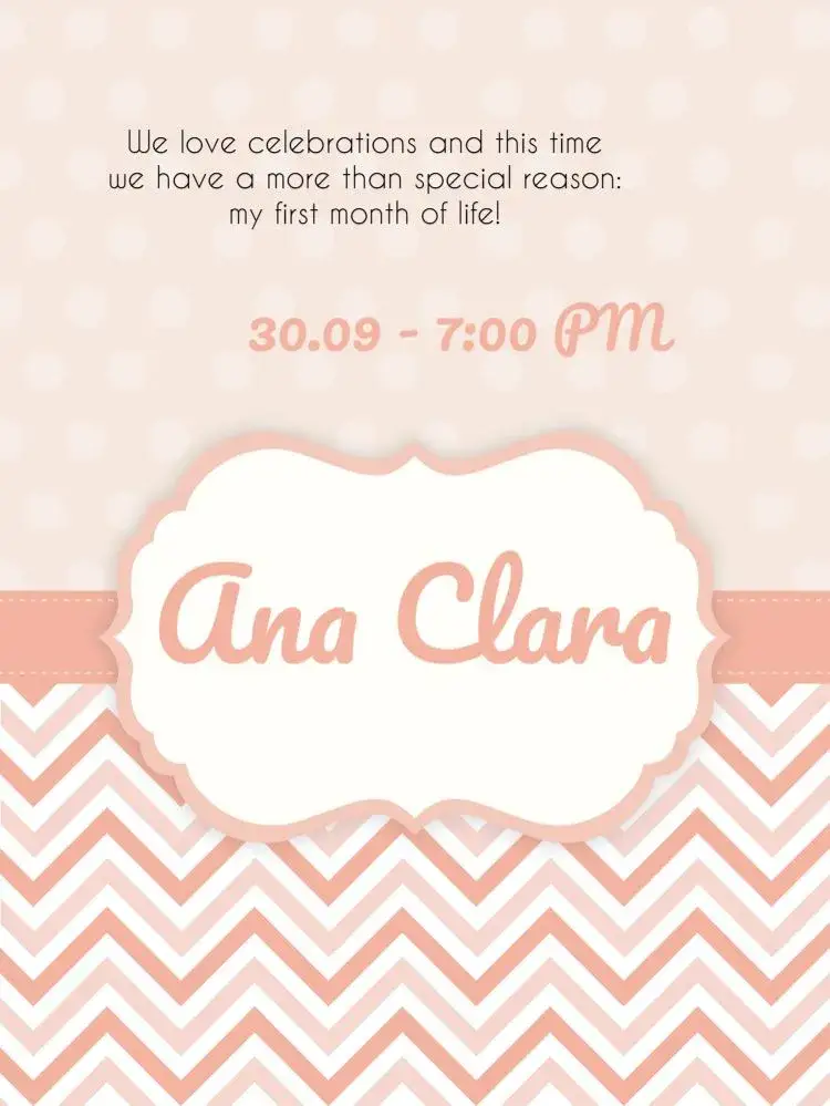 Invitation Baby Girl – Diaper Shower theme pink, white, polka dots, stripes, delicate, modern