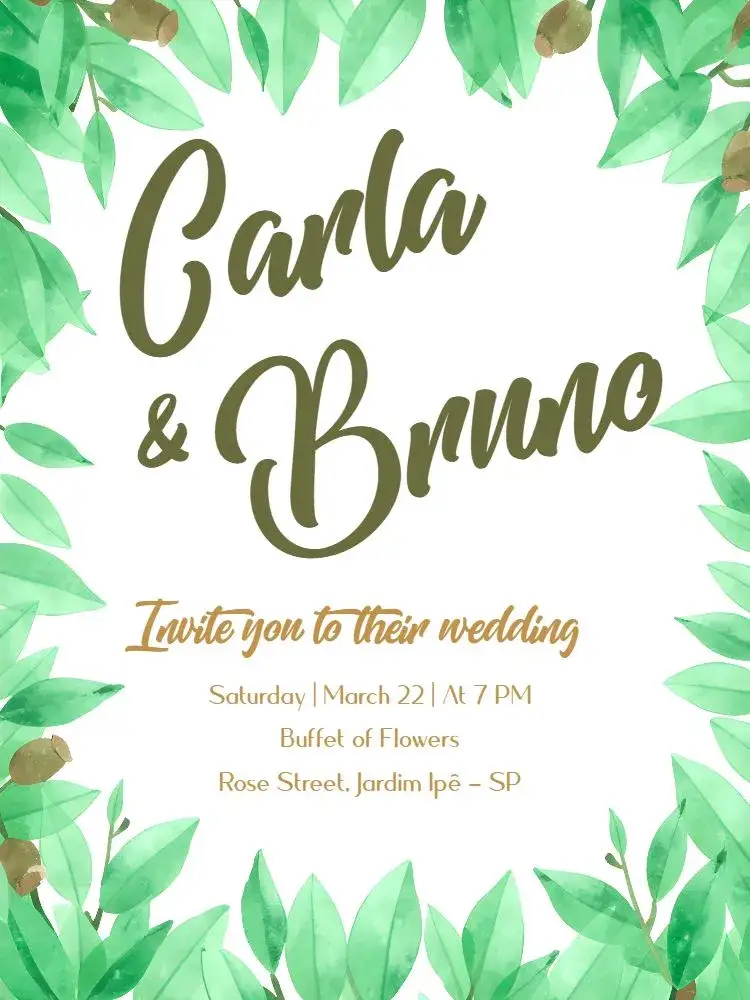 Invitation Green Foliage Wedding – Wedding theme foliages, green, watercolor, elegant, modern