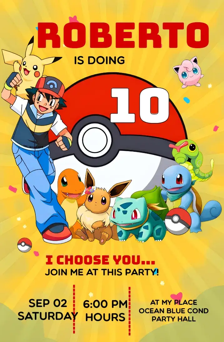 Pokemon Yellow invitation