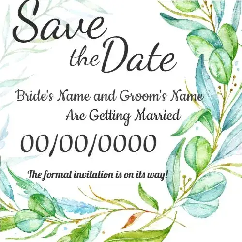 Invite Save The Date Leaves Party editable and customizable
