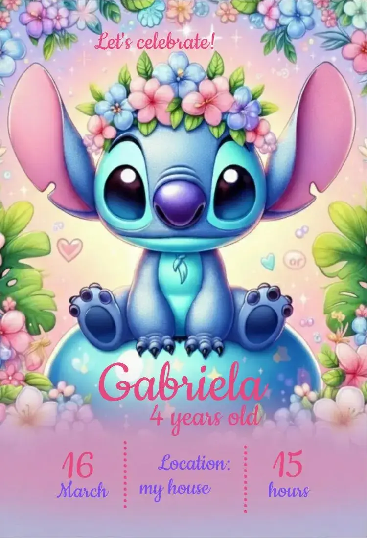Stitch Girl invitation