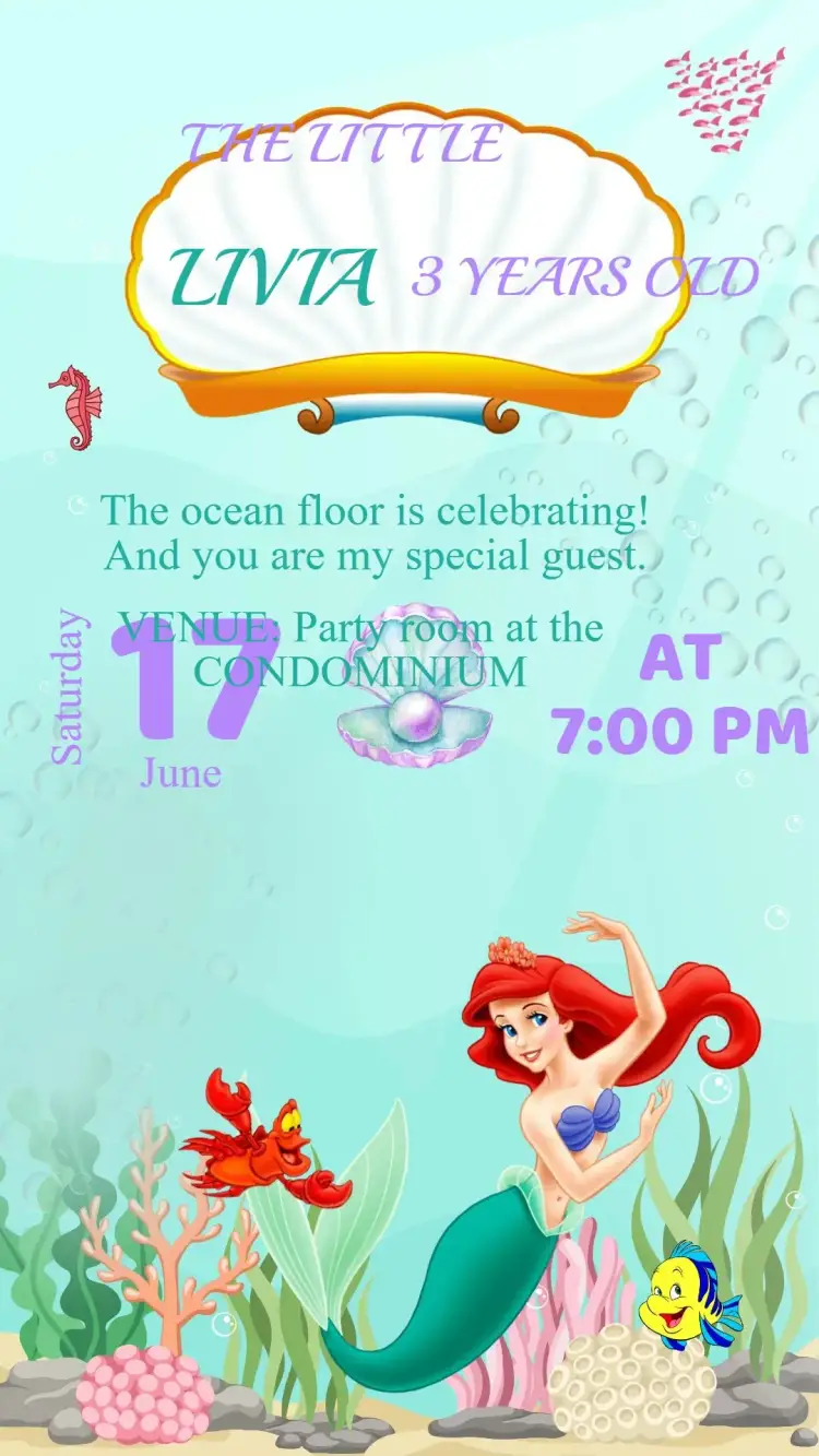 Little Mermaid Birthday Invitation