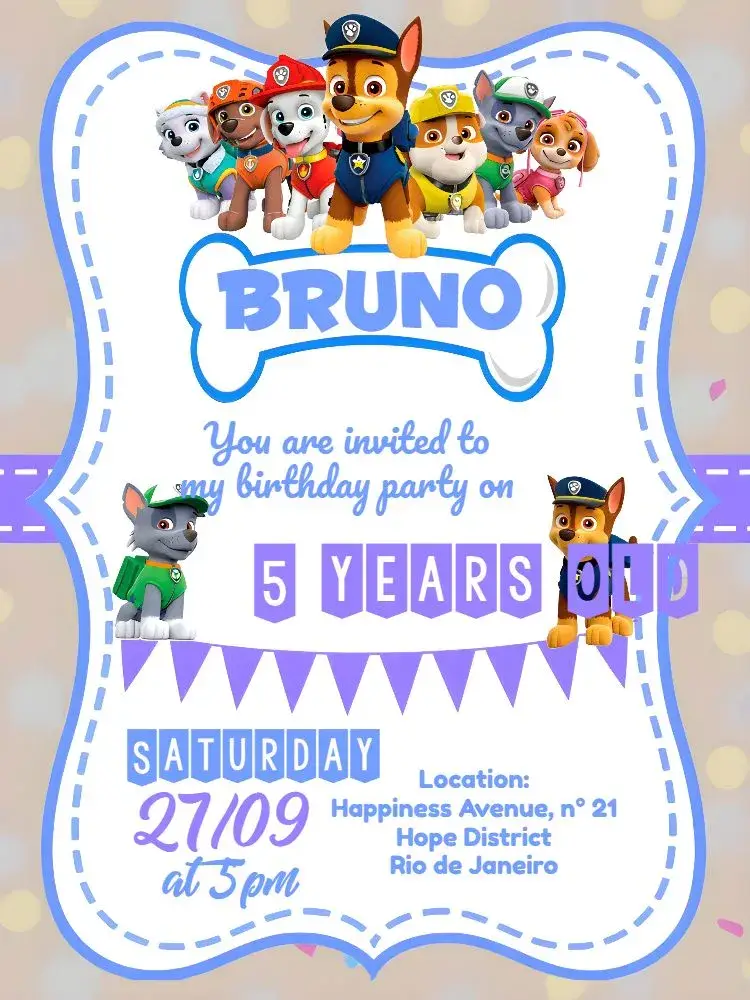 Paw Patrol Frame invitation