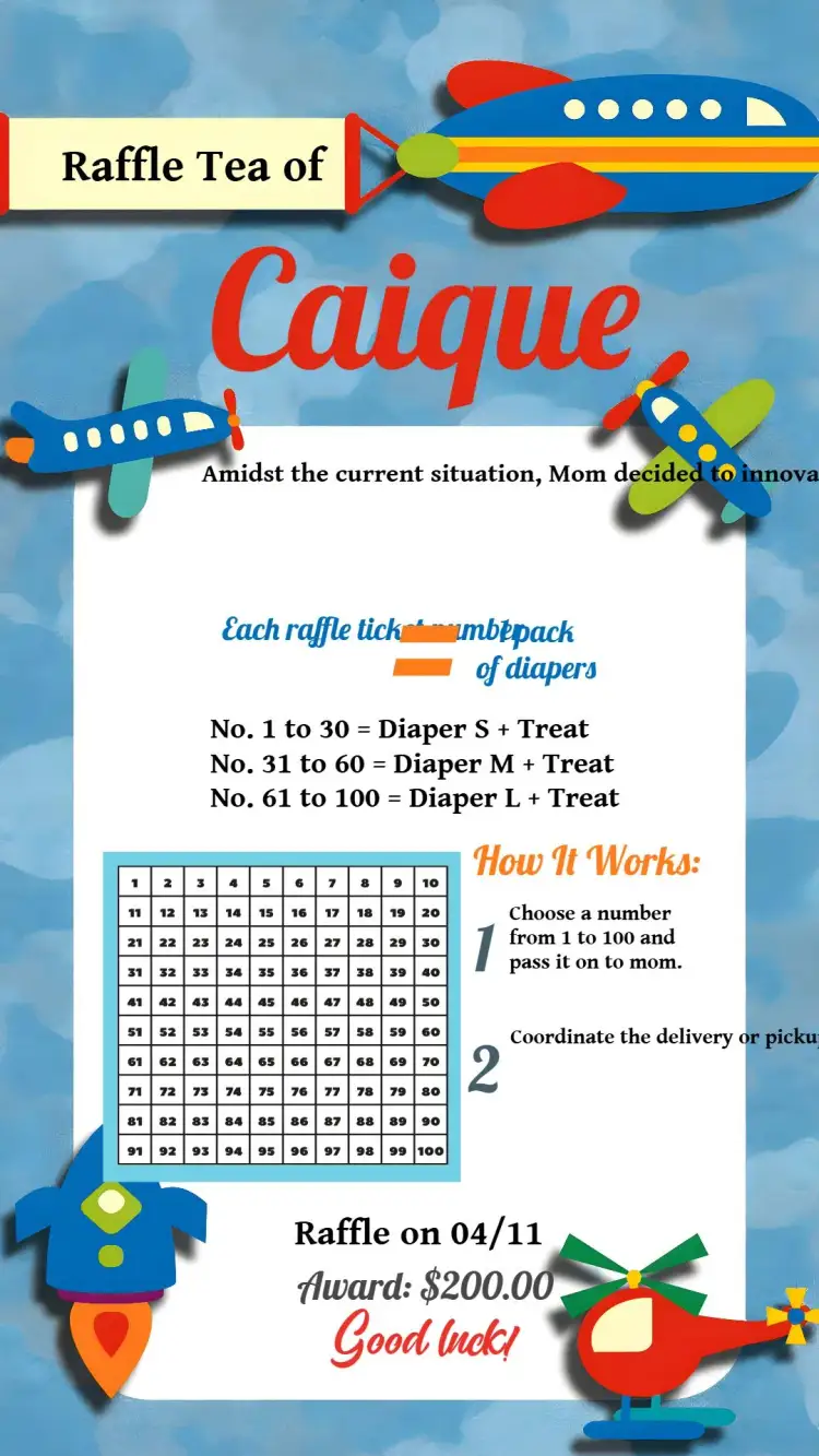 Invitation Tea Raffle Airplanes Plane – Raffle Tea theme aviator, clouds, toys, vibrant colors, fun, thematic