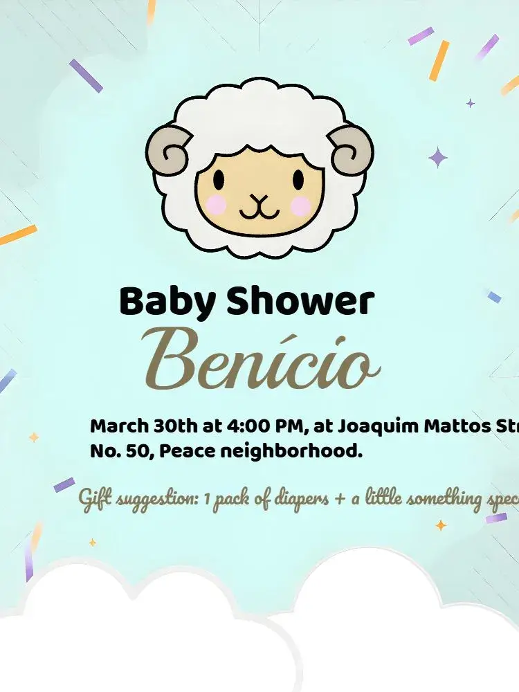 Gray White Sheep Baby Shower invitation