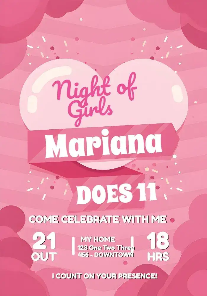 Invitation Girlsnight Girls Night – Commemorative Dates theme pink, white, fun, modern, feminine, youthful