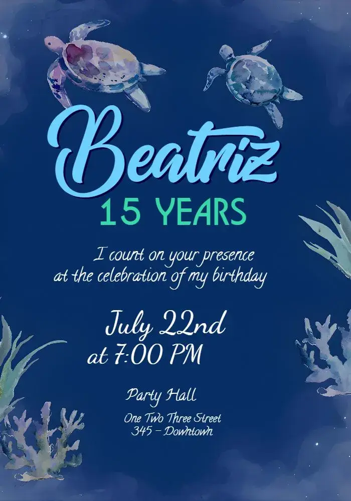 15th Under the Sea Photo invitation