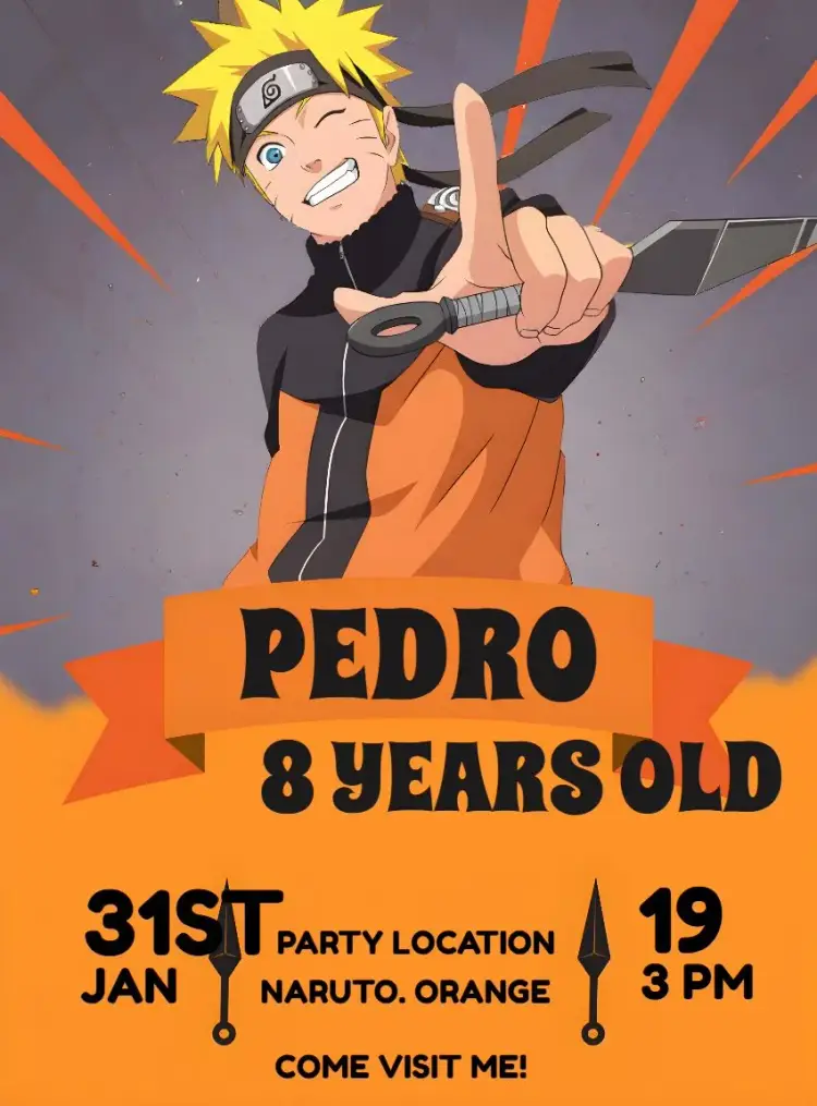 Orange Naruto invitation