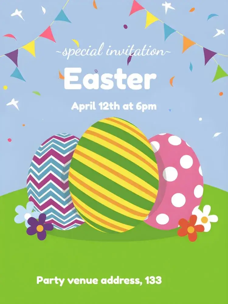 Invitation Easter Bunny – Commemorative Dates theme brown, white, vintage, fun, colorful, family