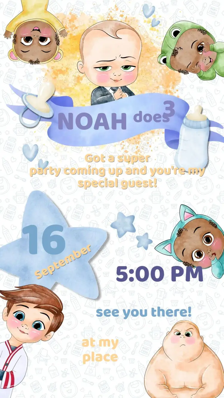 Powerful Boss Baby Birthday Invitation