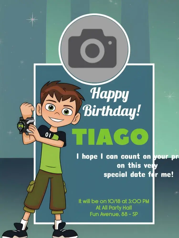 Ben 10 With Boy Photo invitation