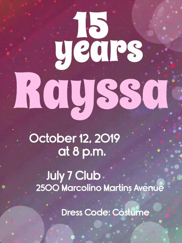 15 Years - Pink Glitter Girl invitation