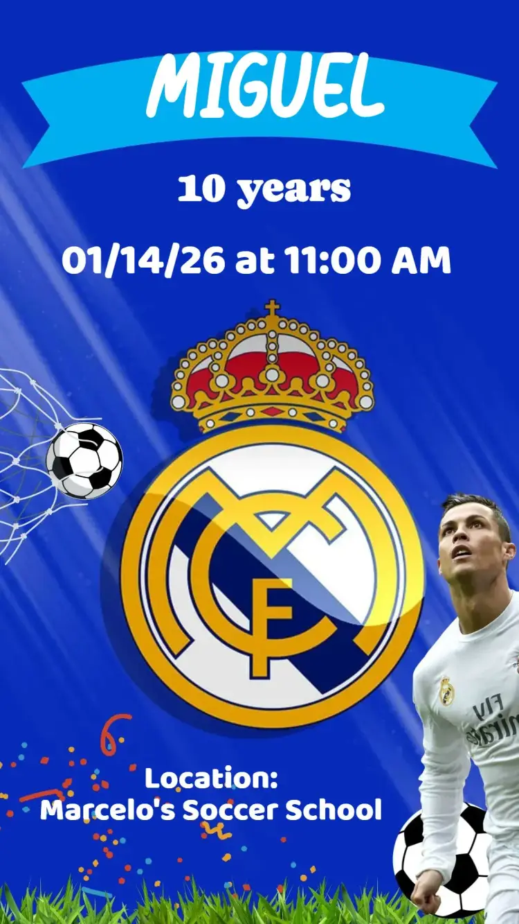 Invite Real Madrid editable and customizable