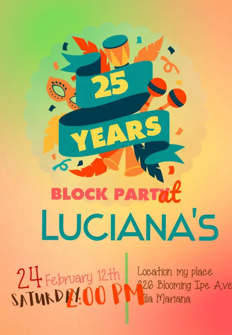 Invitation Northeast Carnival Block Party – Commemorative Dates theme colorful, carnival, Northeastern, fun, cheerful