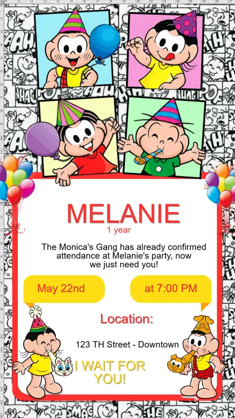 Digital Invitation Monica's Gang Birthday