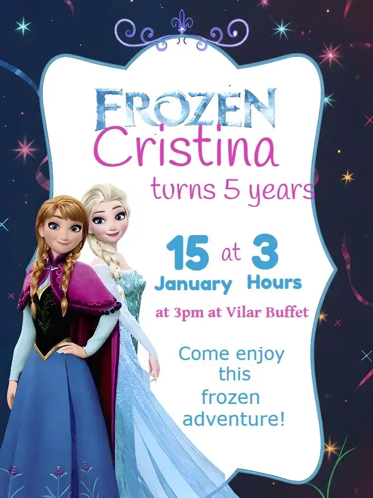 Invitation Frozen – Most searched for theme frozen, colorful, Disney-themed, magical, childlike, vibrant