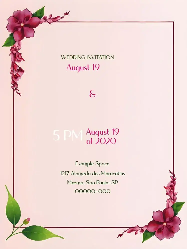 Red Floral Wedding invitation
