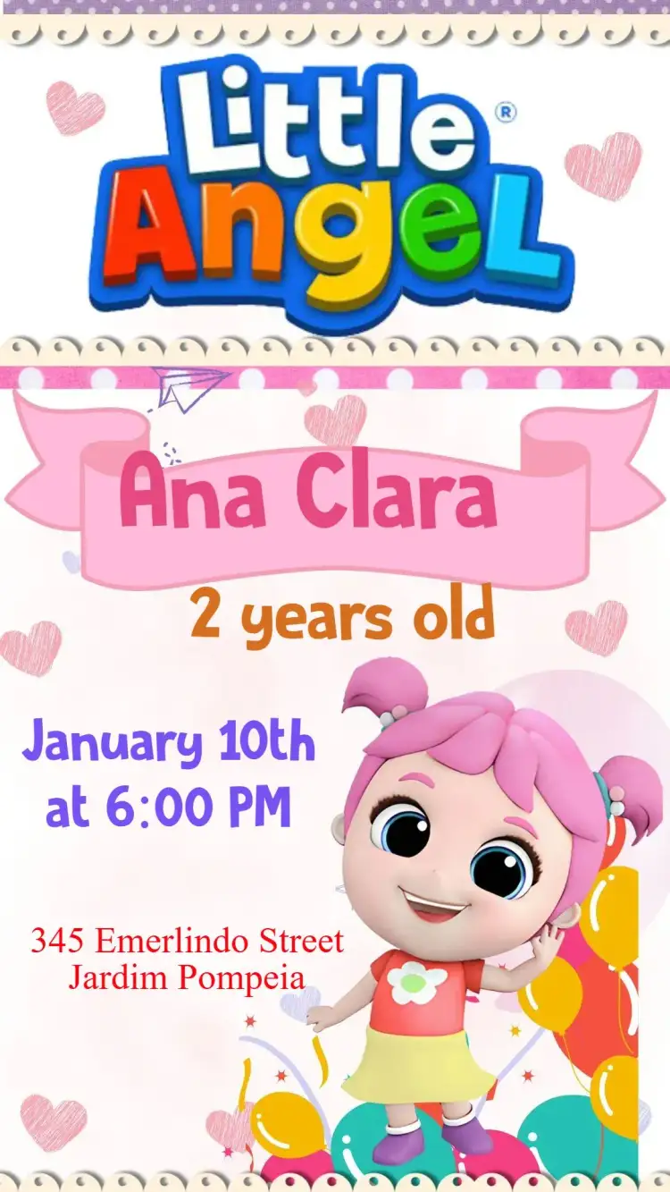 Invitation Little Angel – Kids' Birthday Party theme delicate, colorful, playful, cute, magical