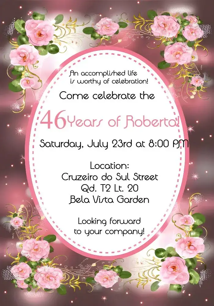 Invite Black Floral editable and customizable