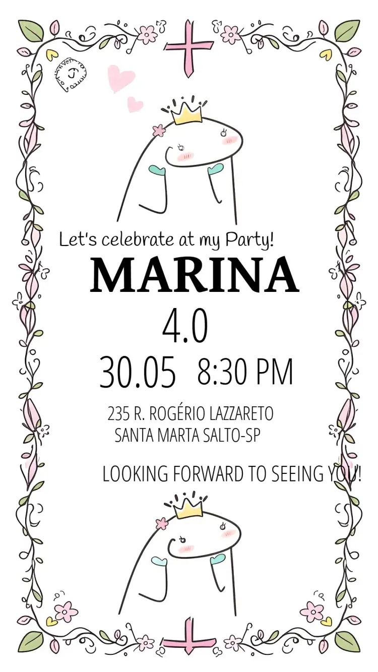Invite Flork Floral Bentô editable and customizable