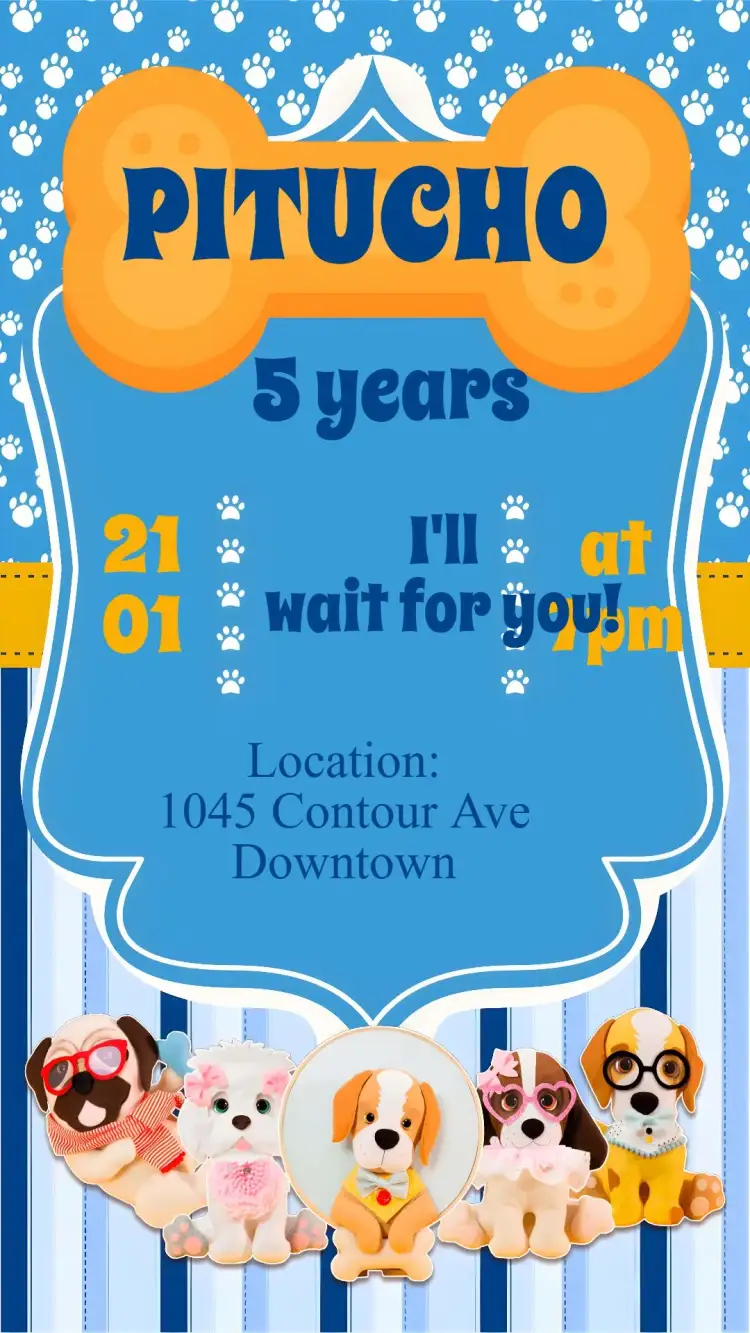 Invitation Dog Pet – Birthday theme colorful, fun, cute, modern, animals, playful