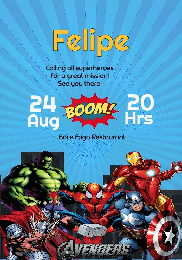 Yellow Avengers invitation