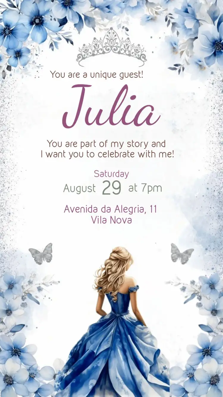 Invitation 15th Birthday Girl Debutante – Sweet 15 theme floral, delicate, romantic, modern, colorful, elegant