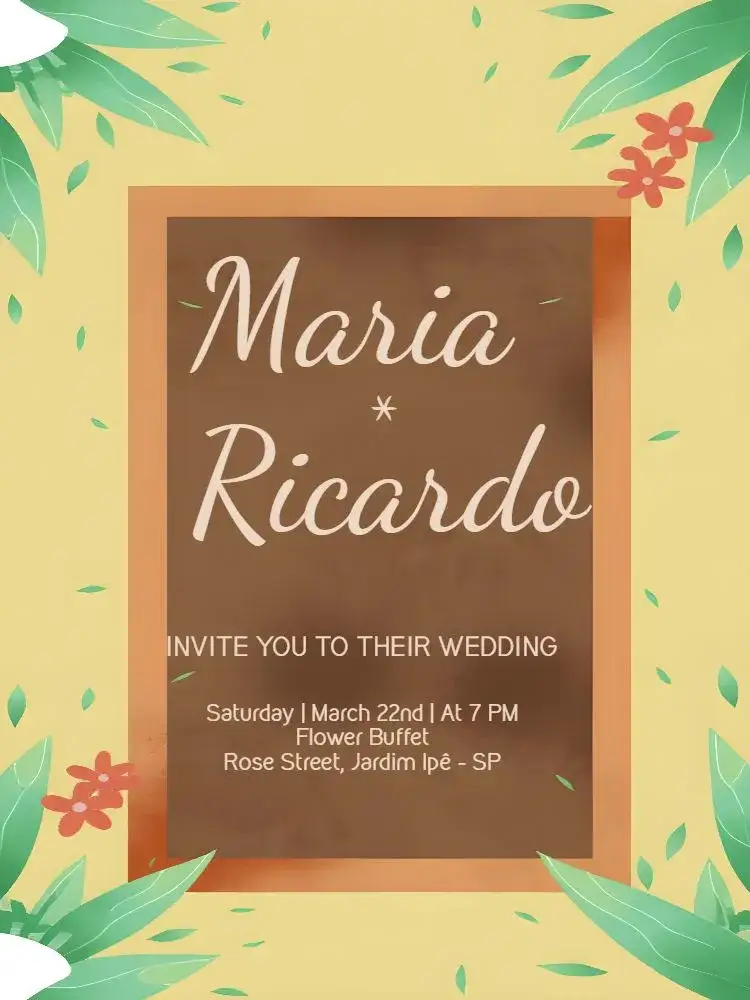 Invitation Brown Foliage Wedding – Wedding theme natural, rustic, elegant, romantic, minimalist, boho