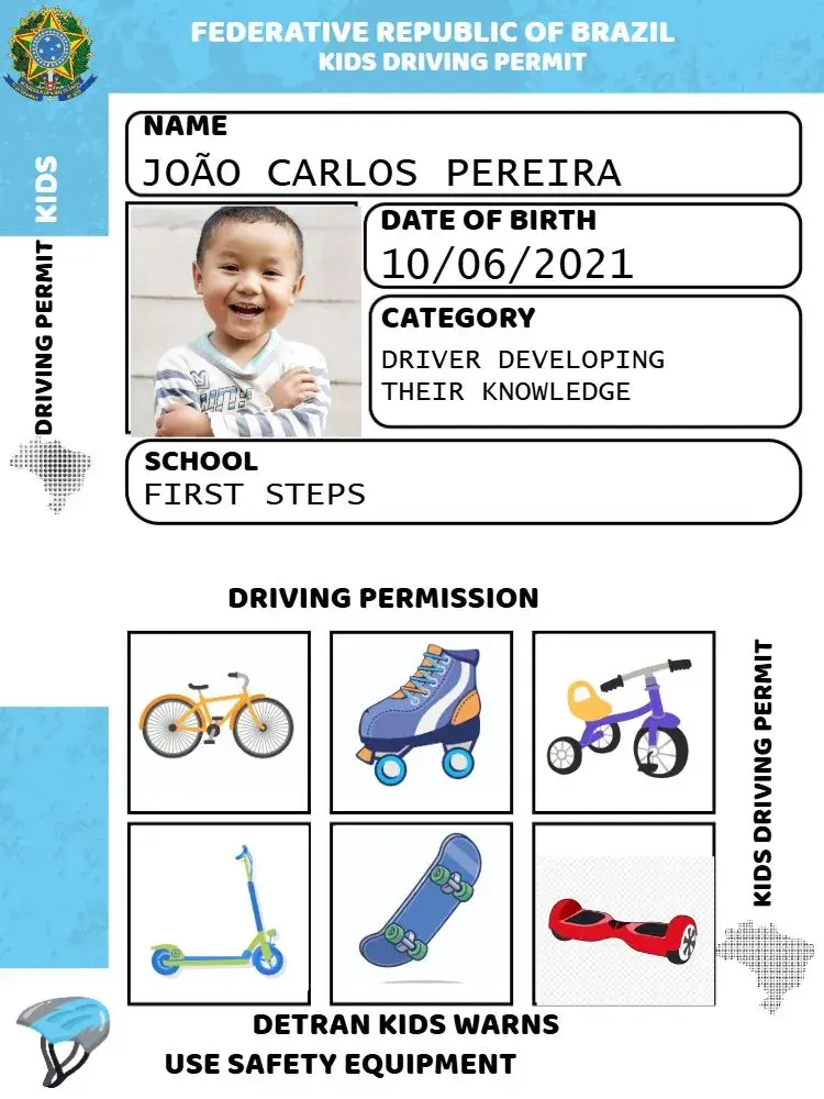 Child Driver's License ID with Photo Traffic invitation