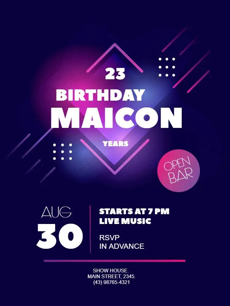 Dark Neon Party invitation