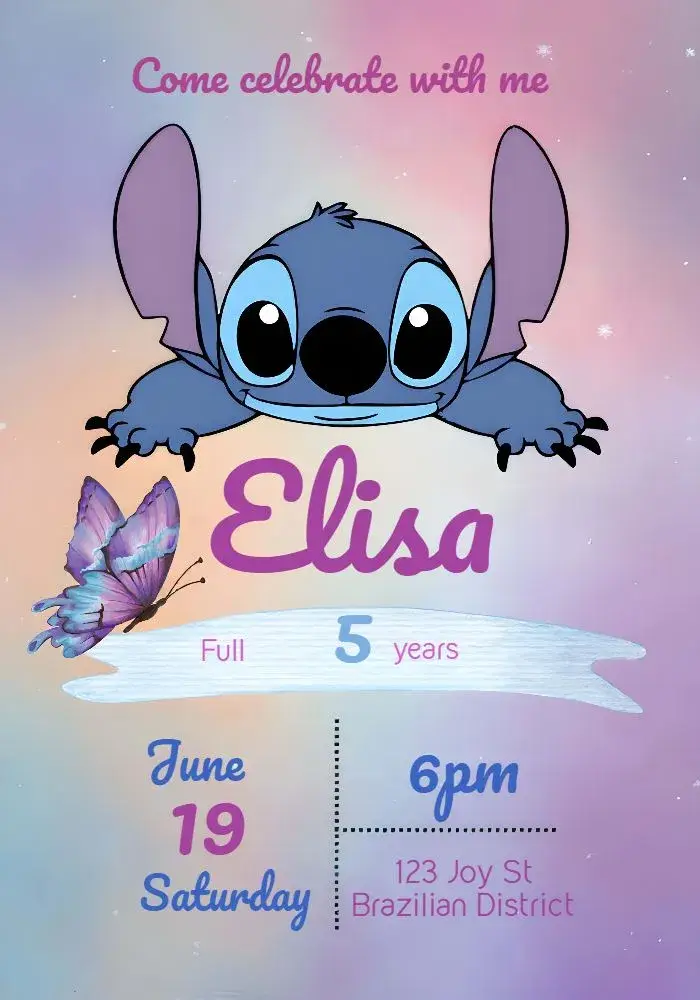 Stitch Pastel invitation