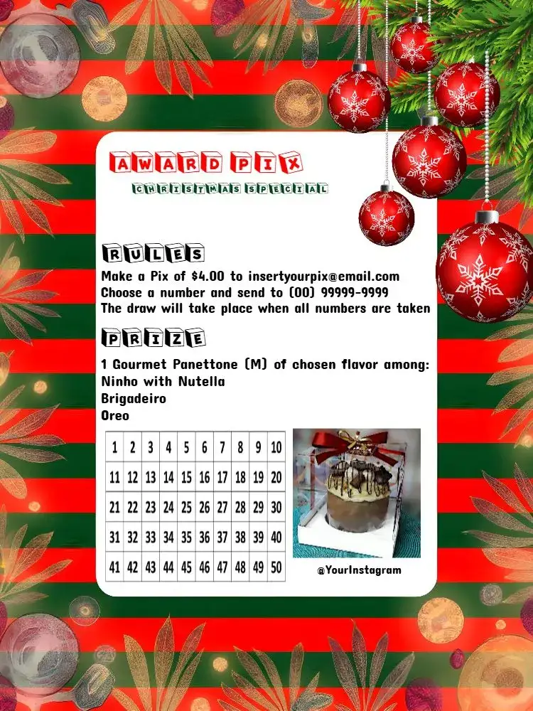 Invitation Pix Premiado Natal Arte – Tickets theme red, green, modern, festive, themed, cheerful