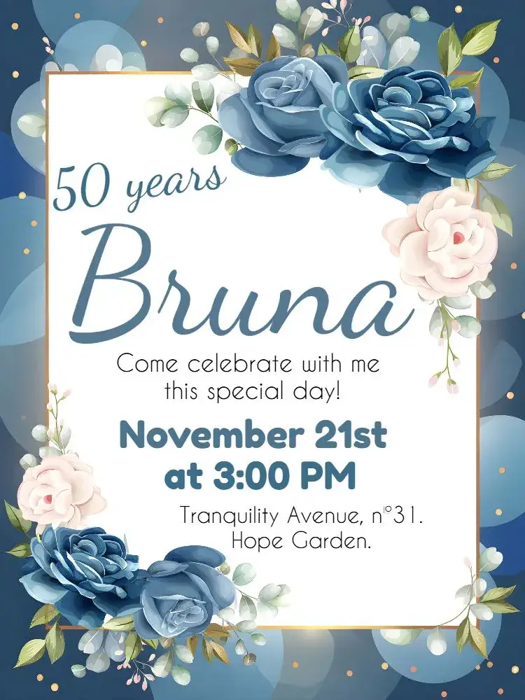 Invite Adult Floral editable and customizable