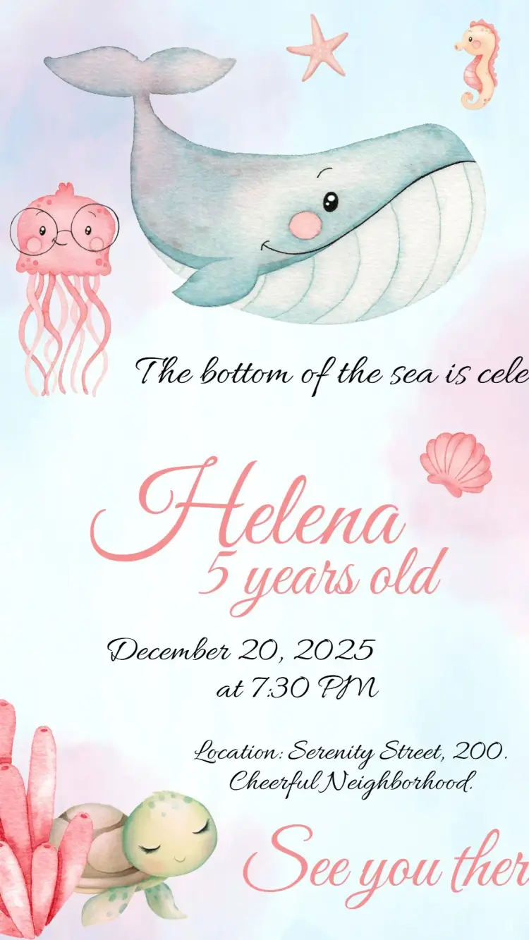 under the sea girl invitation