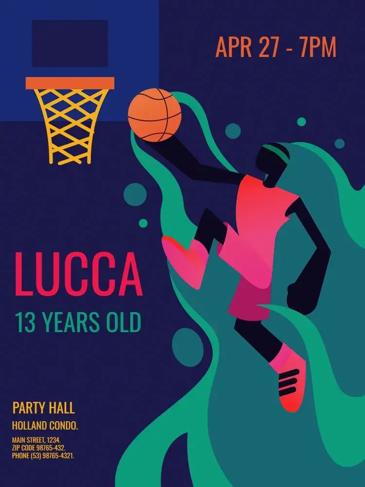 Dark Basketball Hoop invitation