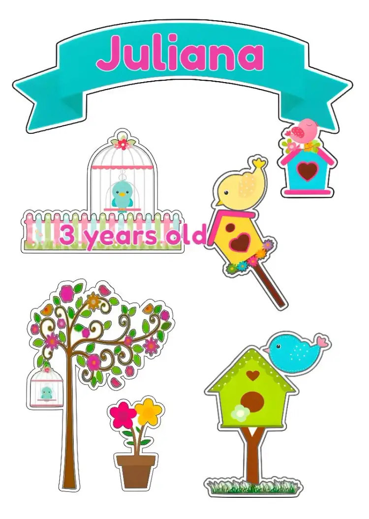 Invitation Topo De Bolo Jardim Encantado Print – Cake topper theme garden, fantasy-themed, colorful, magical, playful, floral