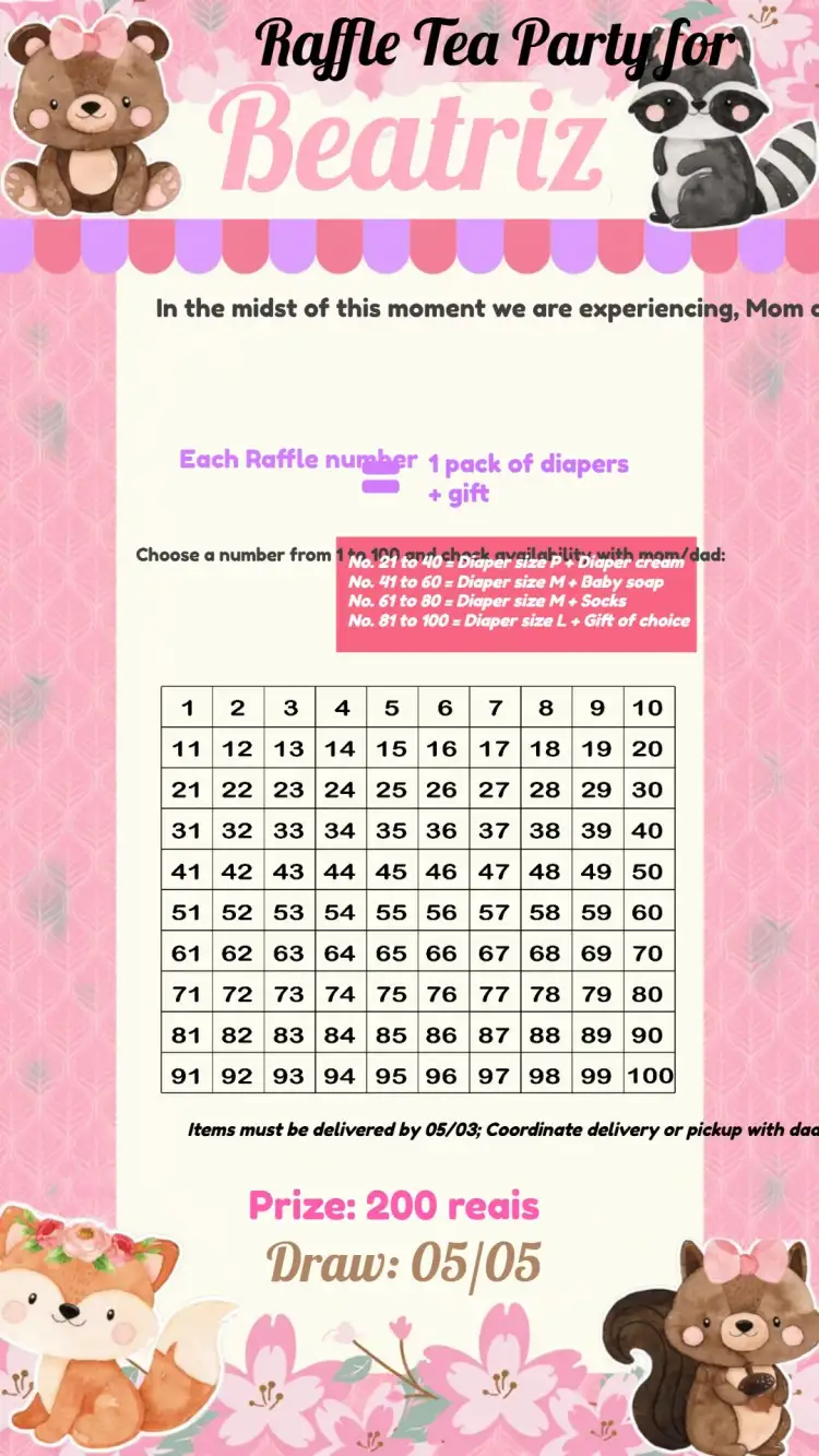 Invitation Enchanted Forest Tea Raffle – Raffle Tea theme floral, pastel, modern, natural, delicate, fun
